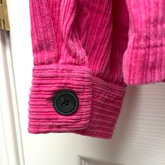 Zara Hot Pink Corduroy Jacket, Button Up Shirt Cropped to Waist, Women's Size S - Picture 5 of 7